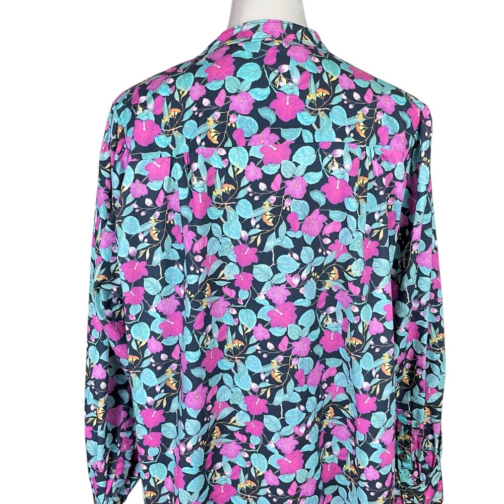 Roller Rabbit Manusa Glenda Colorful Floral Long Sleeve Cotton Popover Top - Picture 7 of 14